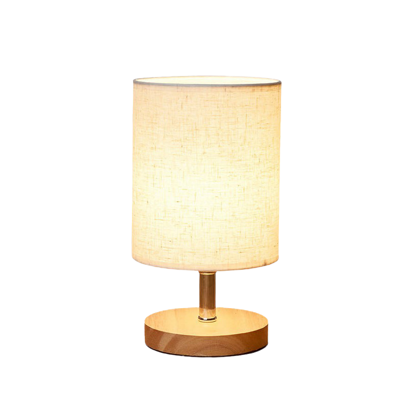Wood Base Table Lamp with Linen Shade | Japandi Style, E27