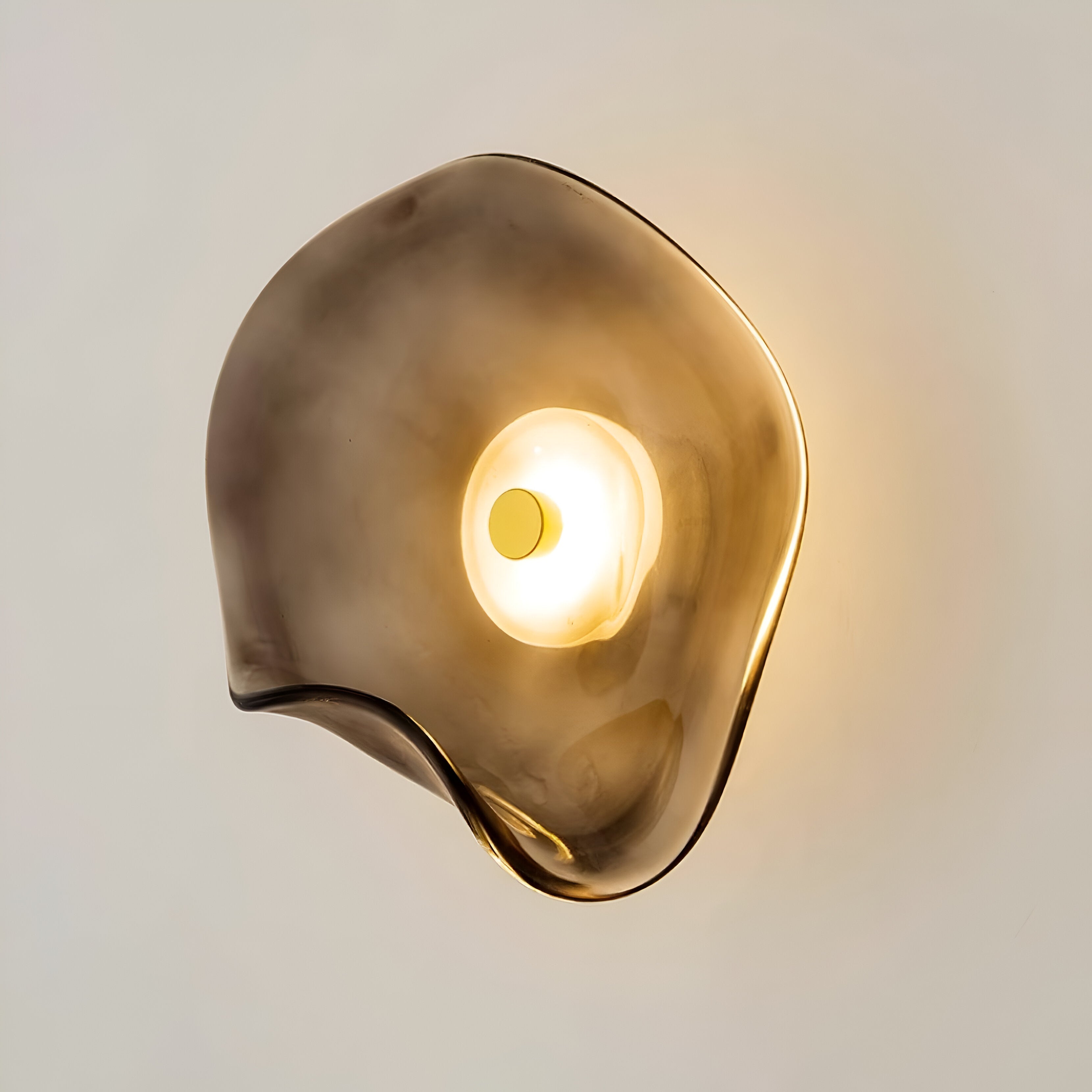 Curved Glass LED Wall Light | Japandi Style, Warm White