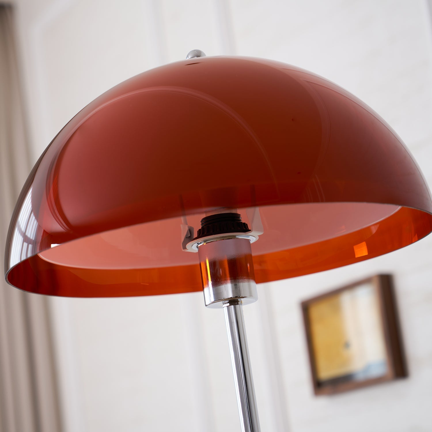 Amber Globe Floor Lamp | Mid-Century Walnut Wood, E27
