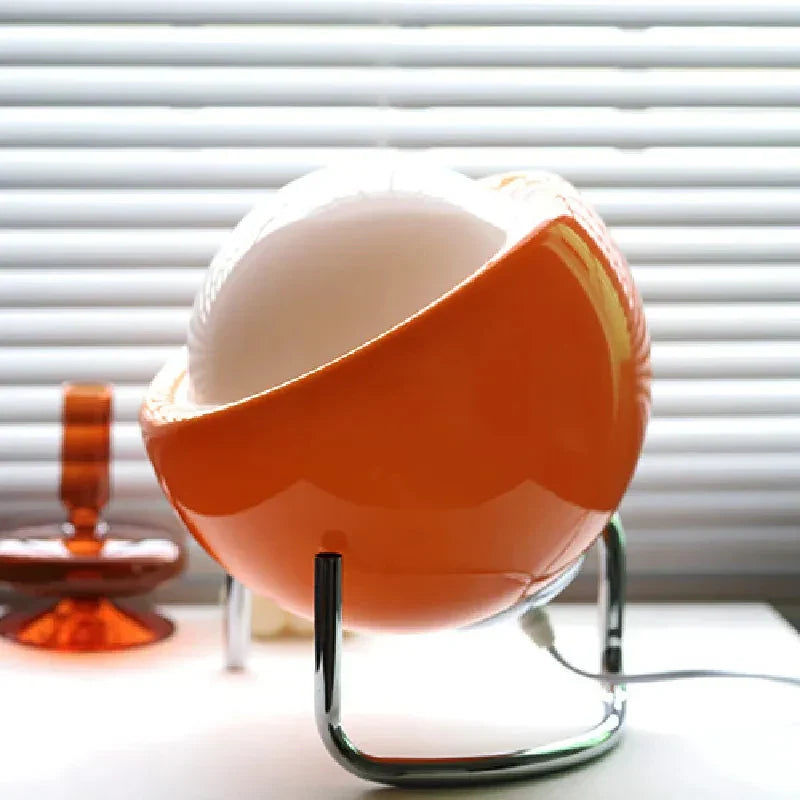 Bauhaus Glass Table Lamp | White and Orange, LED with 3 Light Modes
