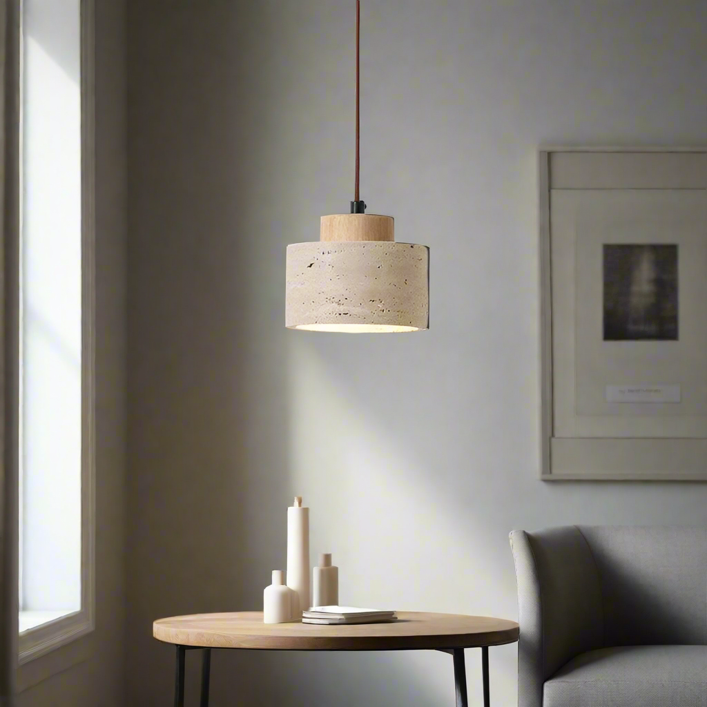 Travertine Stone Wall Light | Nordic Minimalist, Warm White LED