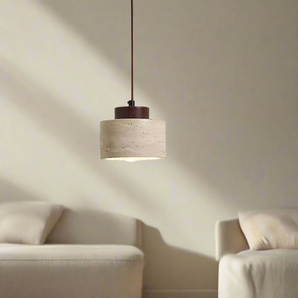 Travertine Stone Wall Light | Nordic Minimalist, Warm White LED