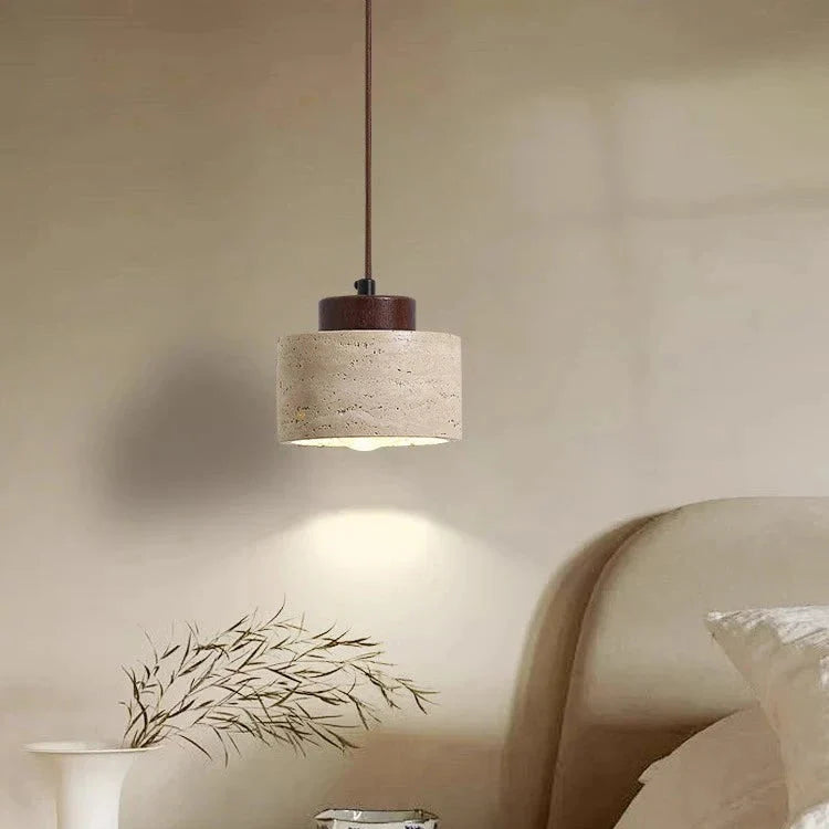 Travertine Stone Wall Light | Nordic Minimalist, Warm White LED
