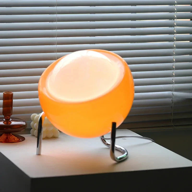 Bauhaus Glass Table Lamp | White and Orange, LED with 3 Light Modes