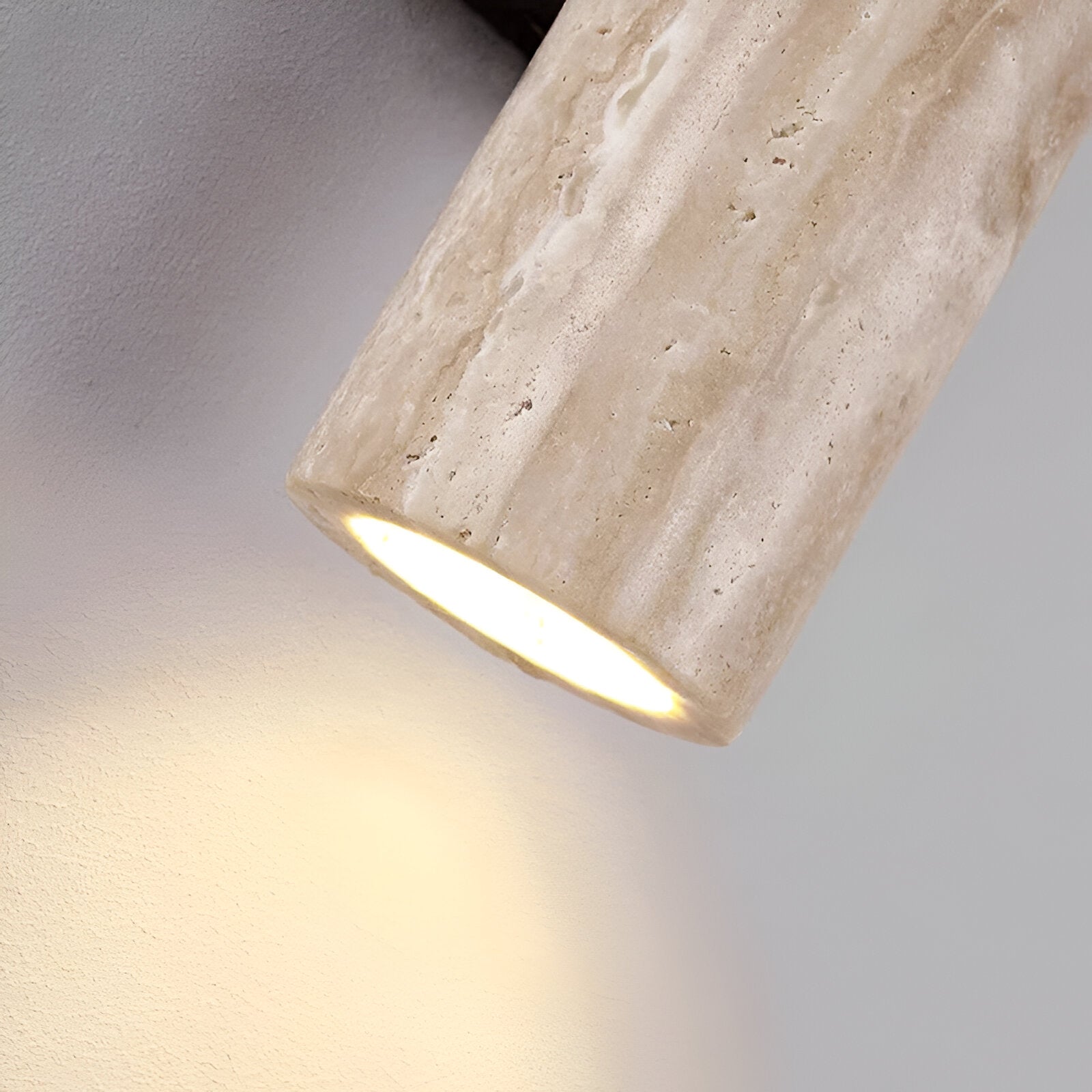 Travertine Tube Wall Sconce | Japandi Style, Natural Stone