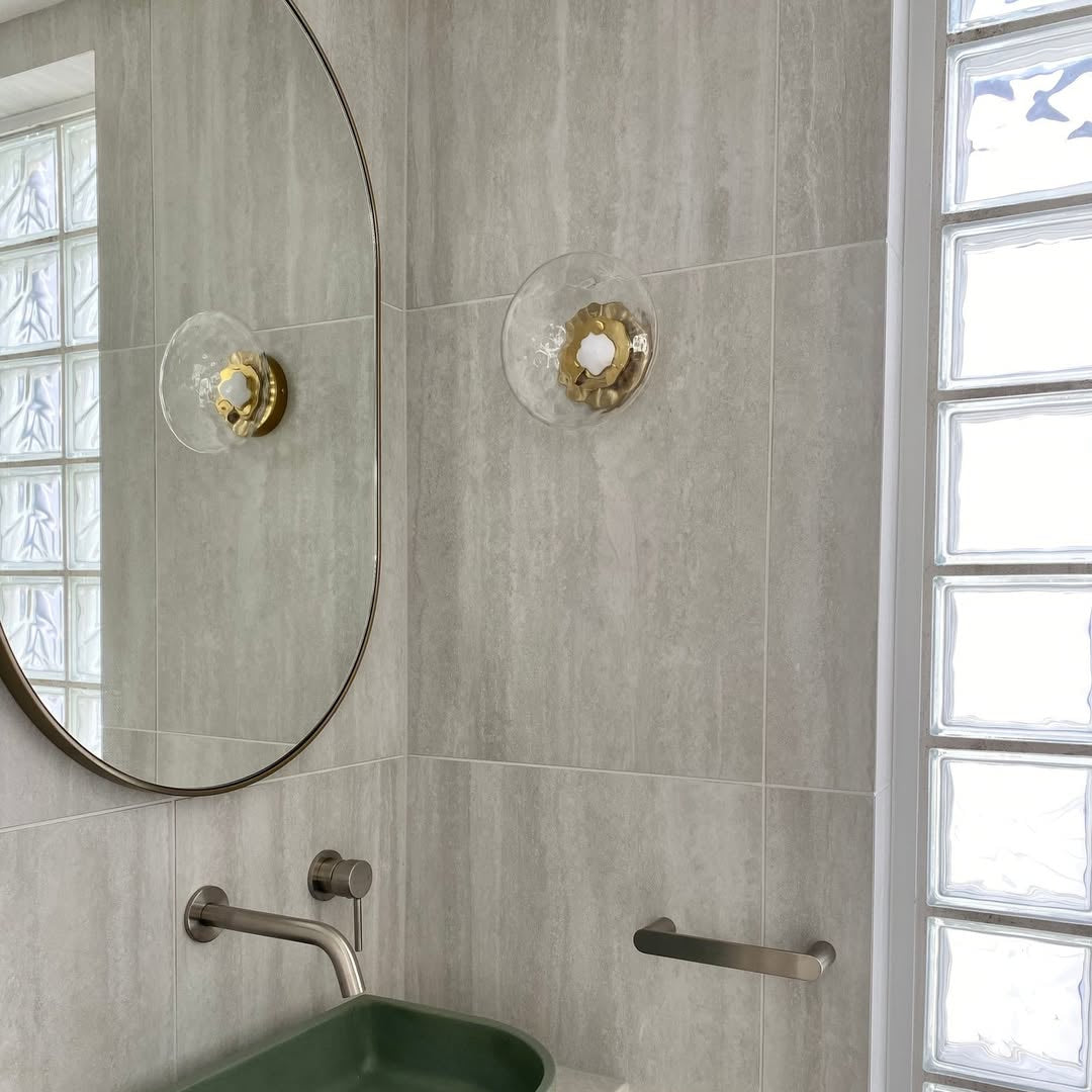 Nordic Round Glass Wall Sconce | Rippled Mouth-Blown Glass