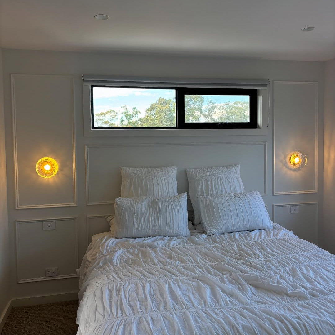 Nordic Round Glass Wall Sconce | Rippled Mouth-Blown Glass