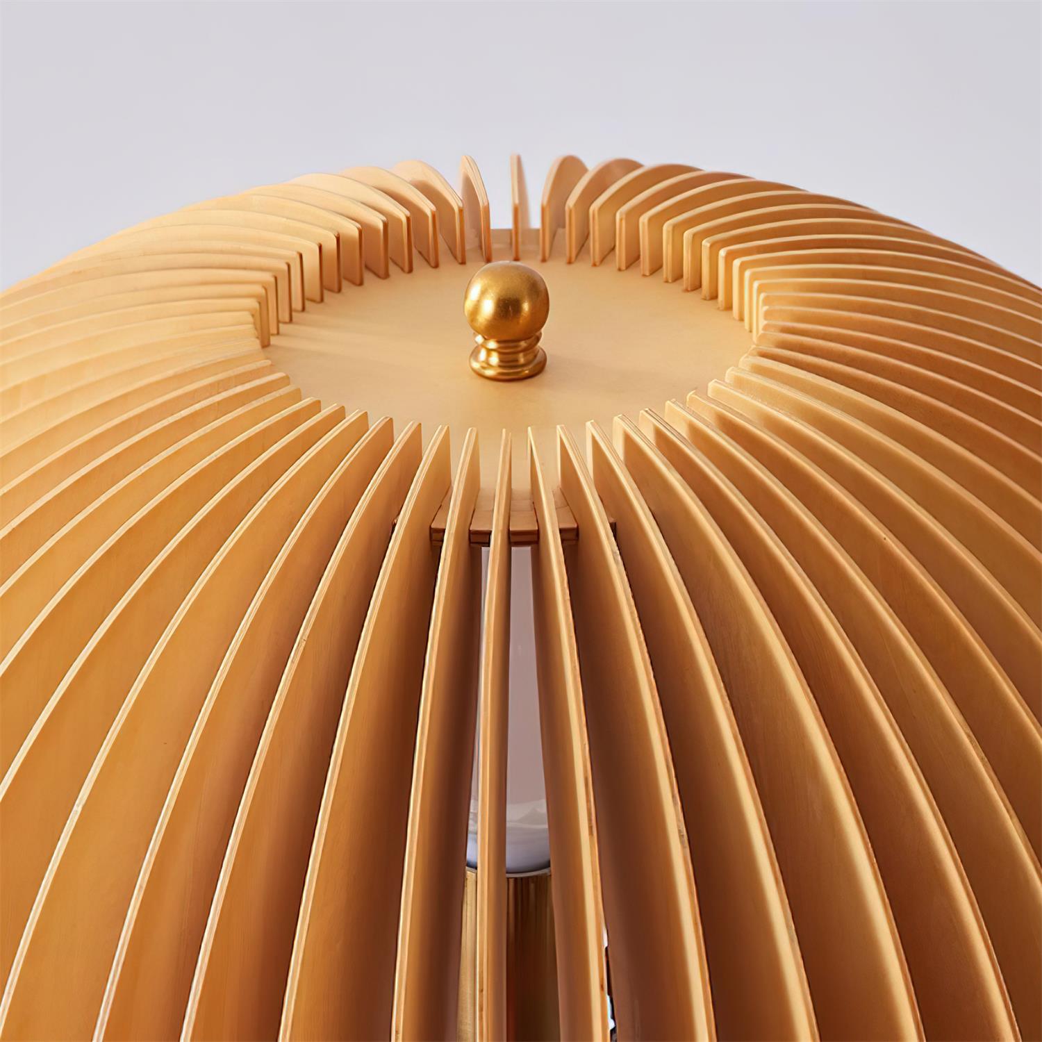 Timber Slat Floor Lamp with Tripod Base | Japandi Style, E27