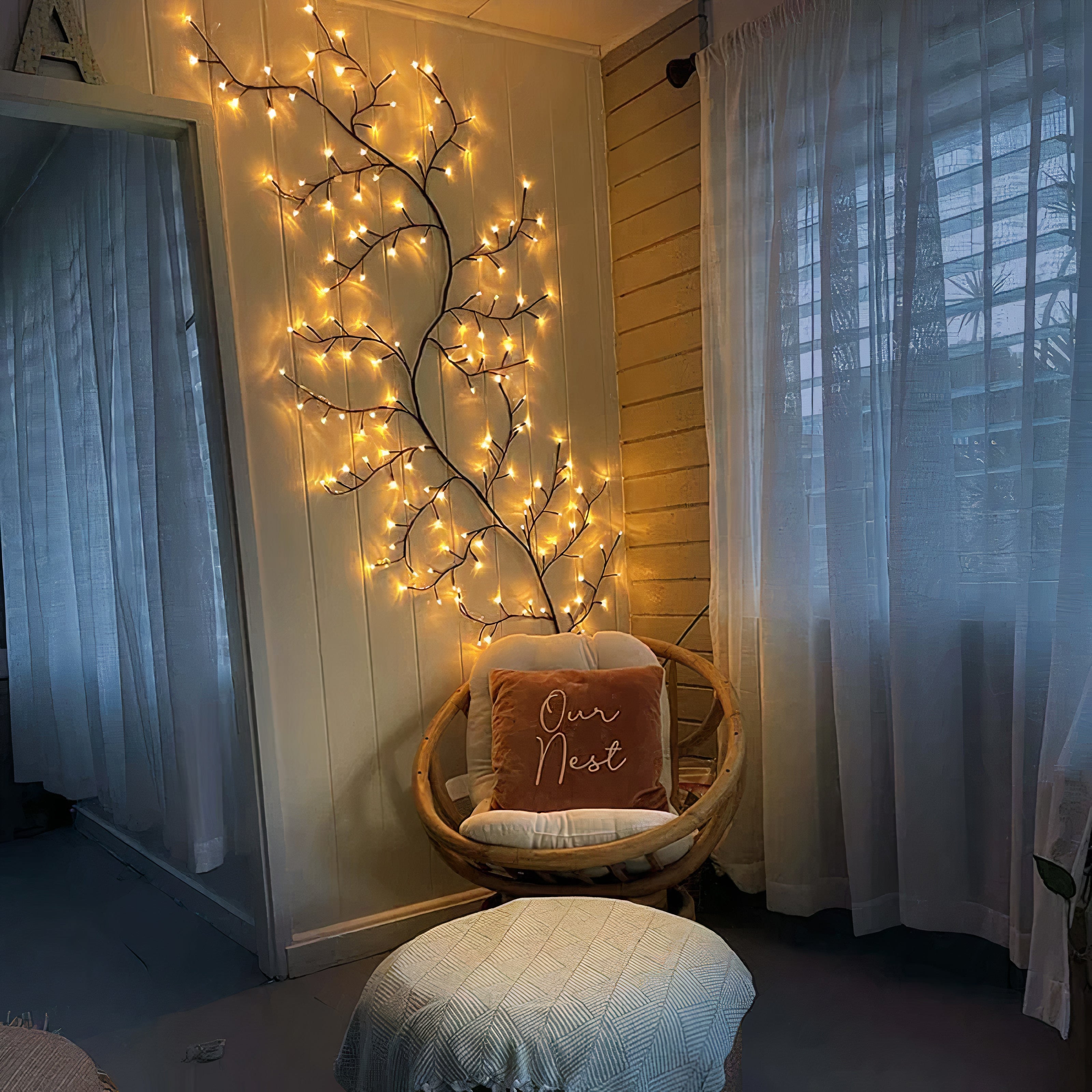 Willow Branch LED Wall Light | Dimmable, Remote Control Included