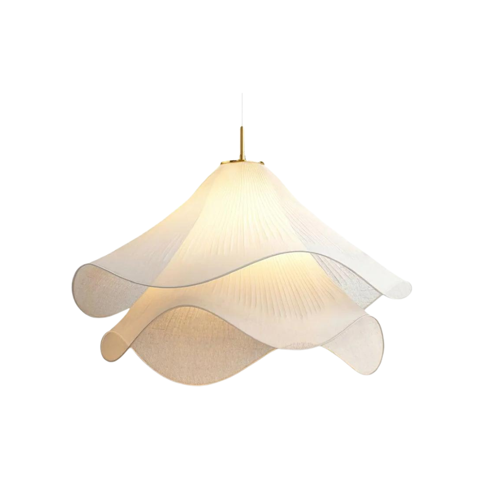 Japandi Fabric Pendant Light | Soft Ambient Glow, Iron Frame