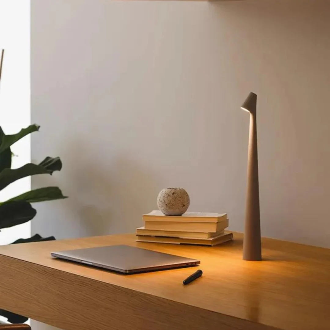 Wireless LED Table Lamp | Scandinavian Wood Design, Dimmable