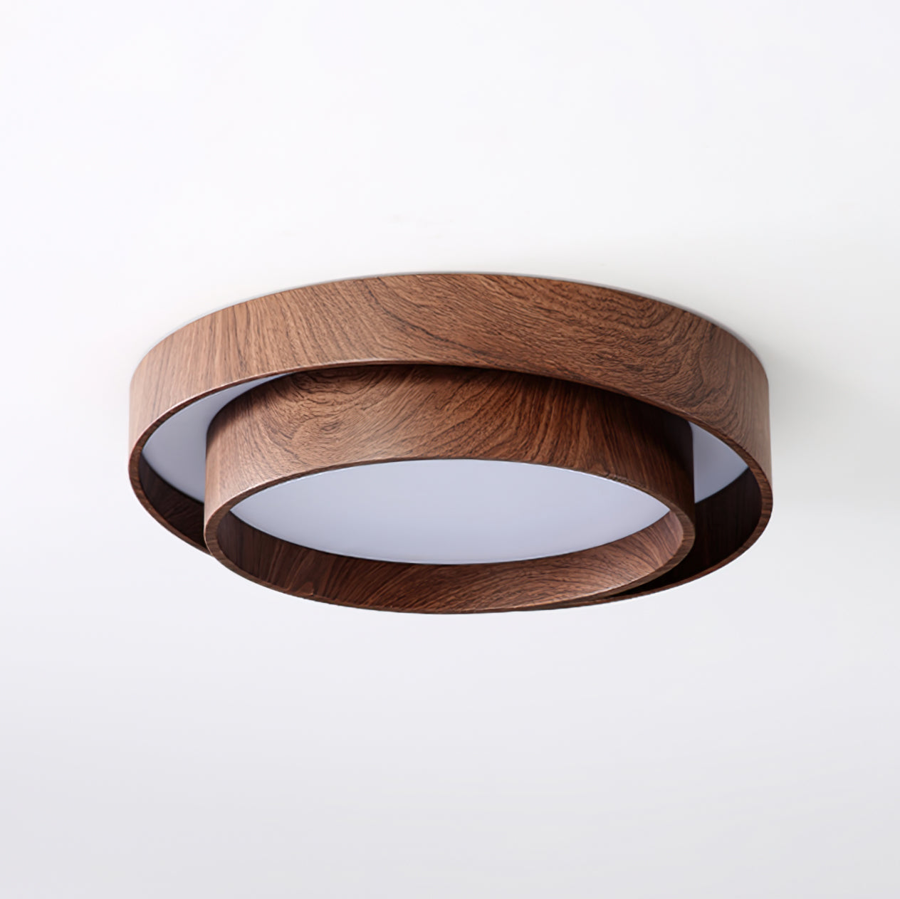 Round Walnut LED Ceiling Light | Japandi Style, Dimmable