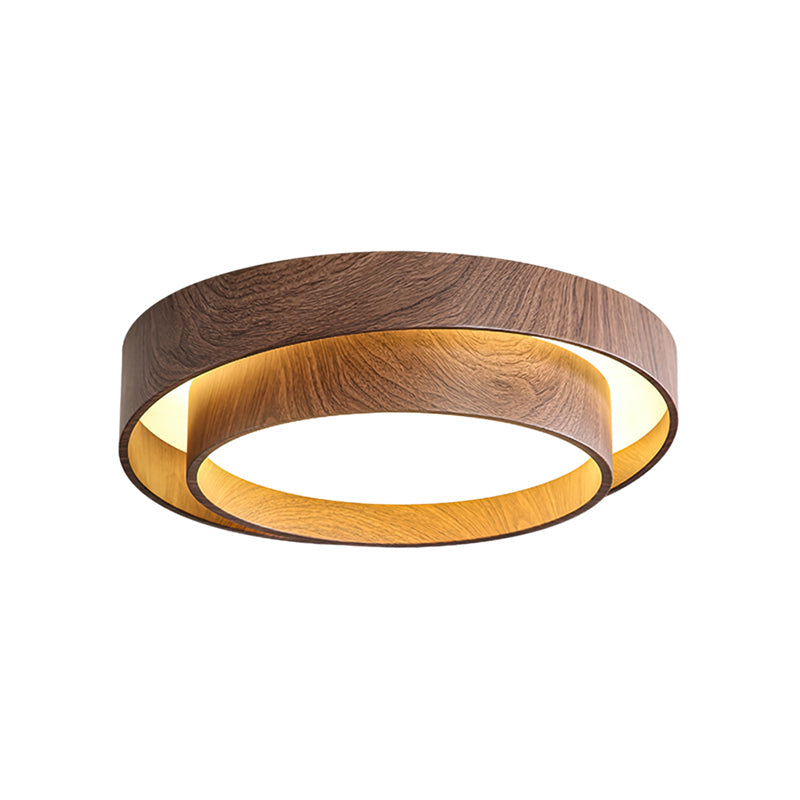 Round Walnut LED Ceiling Light | Japandi Style, Dimmable