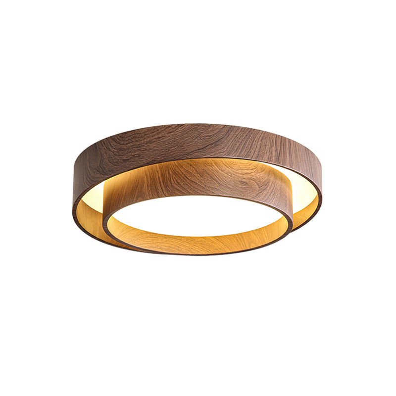 Round Walnut LED Ceiling Light | Japandi Style, Dimmable