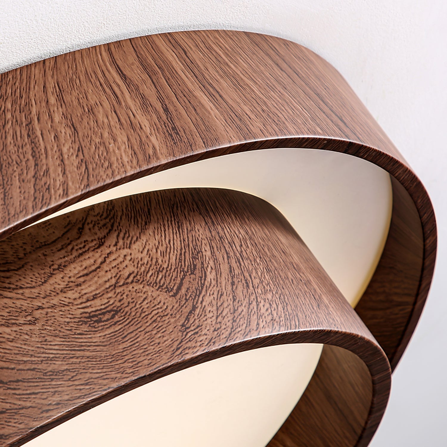 Round Walnut LED Ceiling Light | Japandi Style, Dimmable