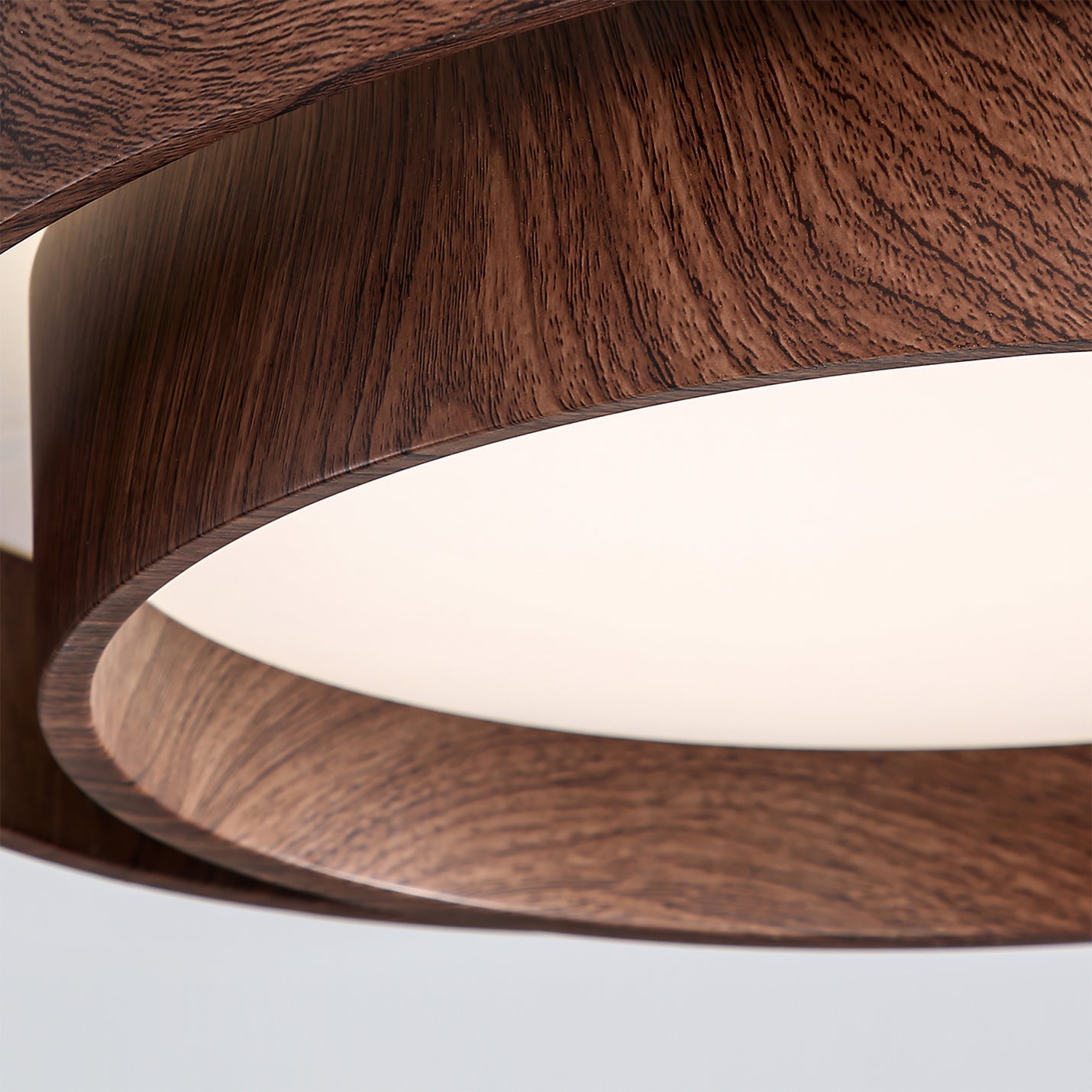 Round Walnut LED Ceiling Light | Japandi Style, Dimmable