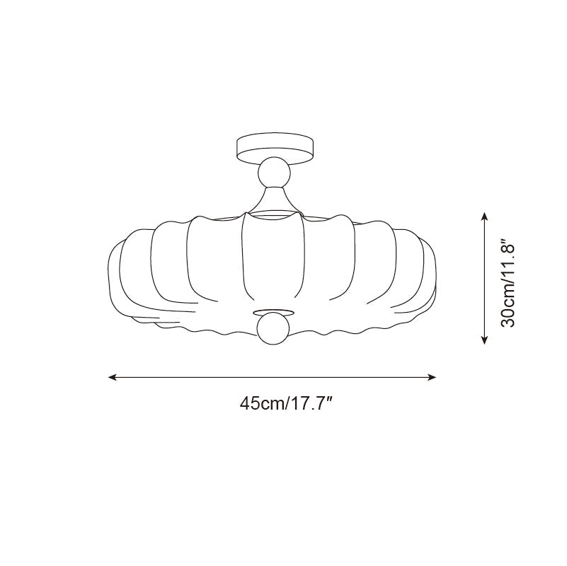 Floral Relief Fabric Ceiling Light | Walnut Wood, Warm White LED