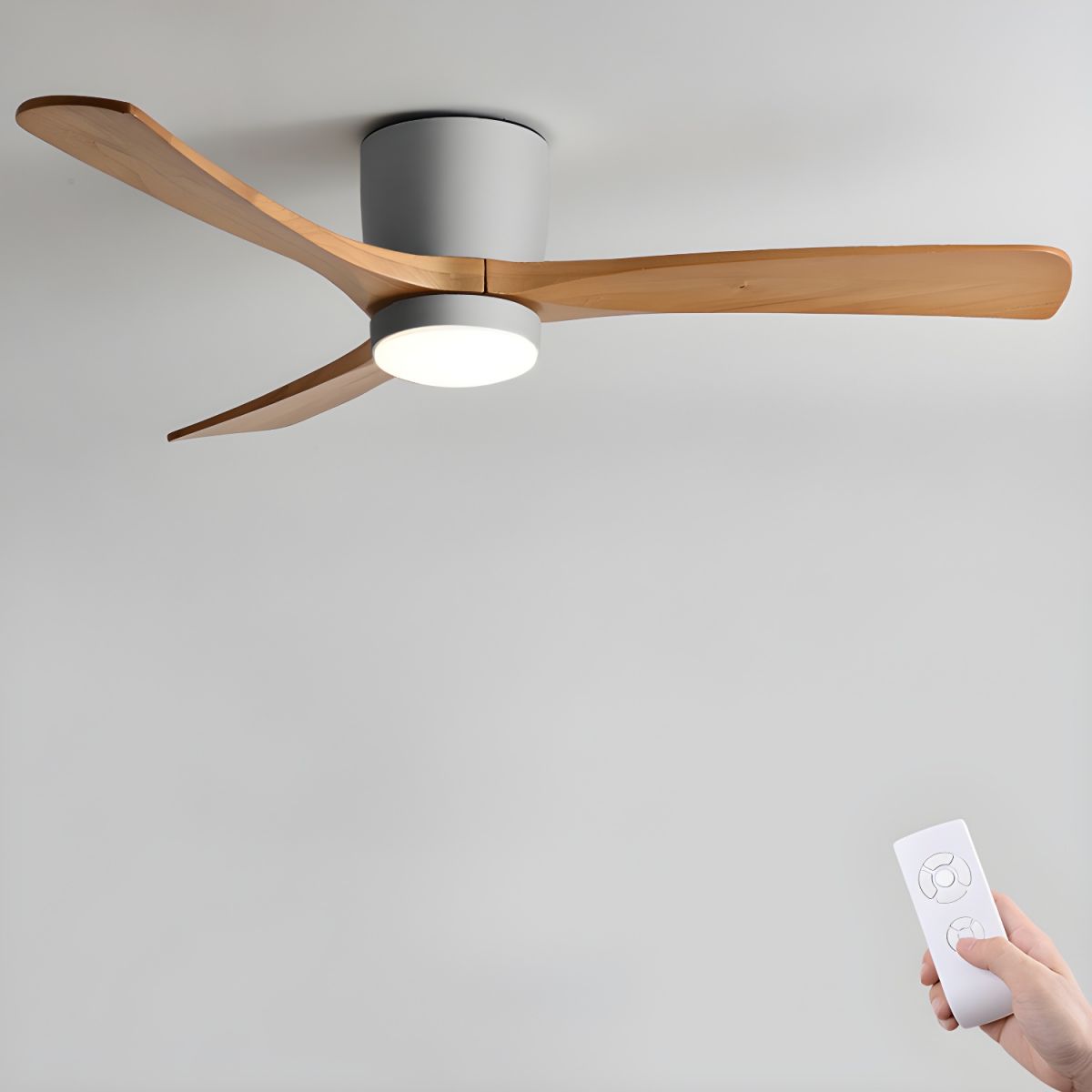 Timber Blade Ceiling Fan with LED Light | DC Motor, 3 Sizes