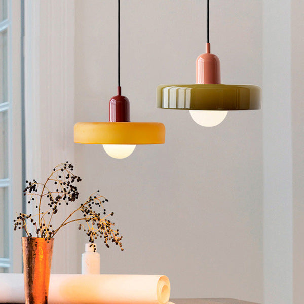Bauhaus Glass Pendant Light | Leaded Glass, Two Sizes