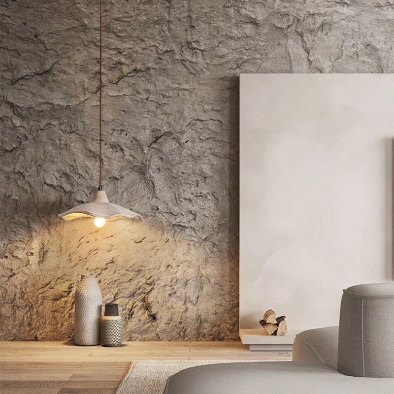 Travertine Wave Pendant Light | Sculptural Beige, Ø42 cm