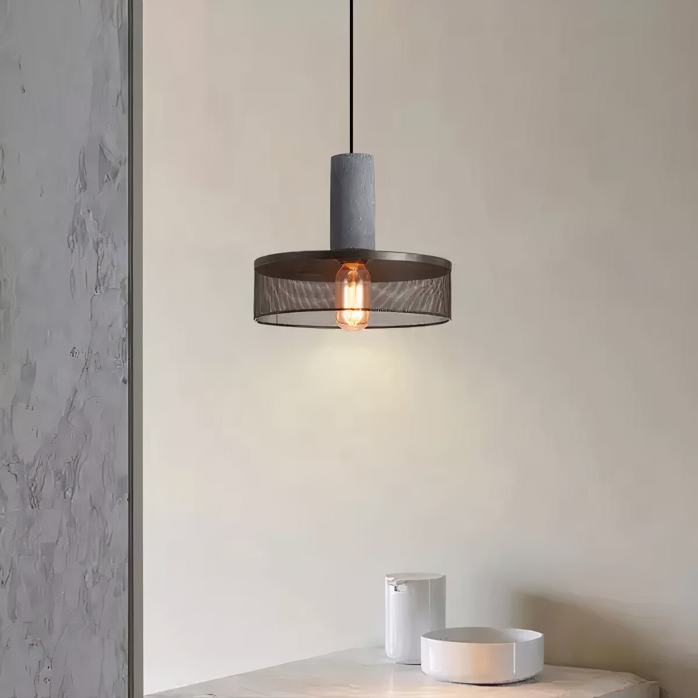 Concrete Mesh Pendant Light | Industrial Wire Cage, E27