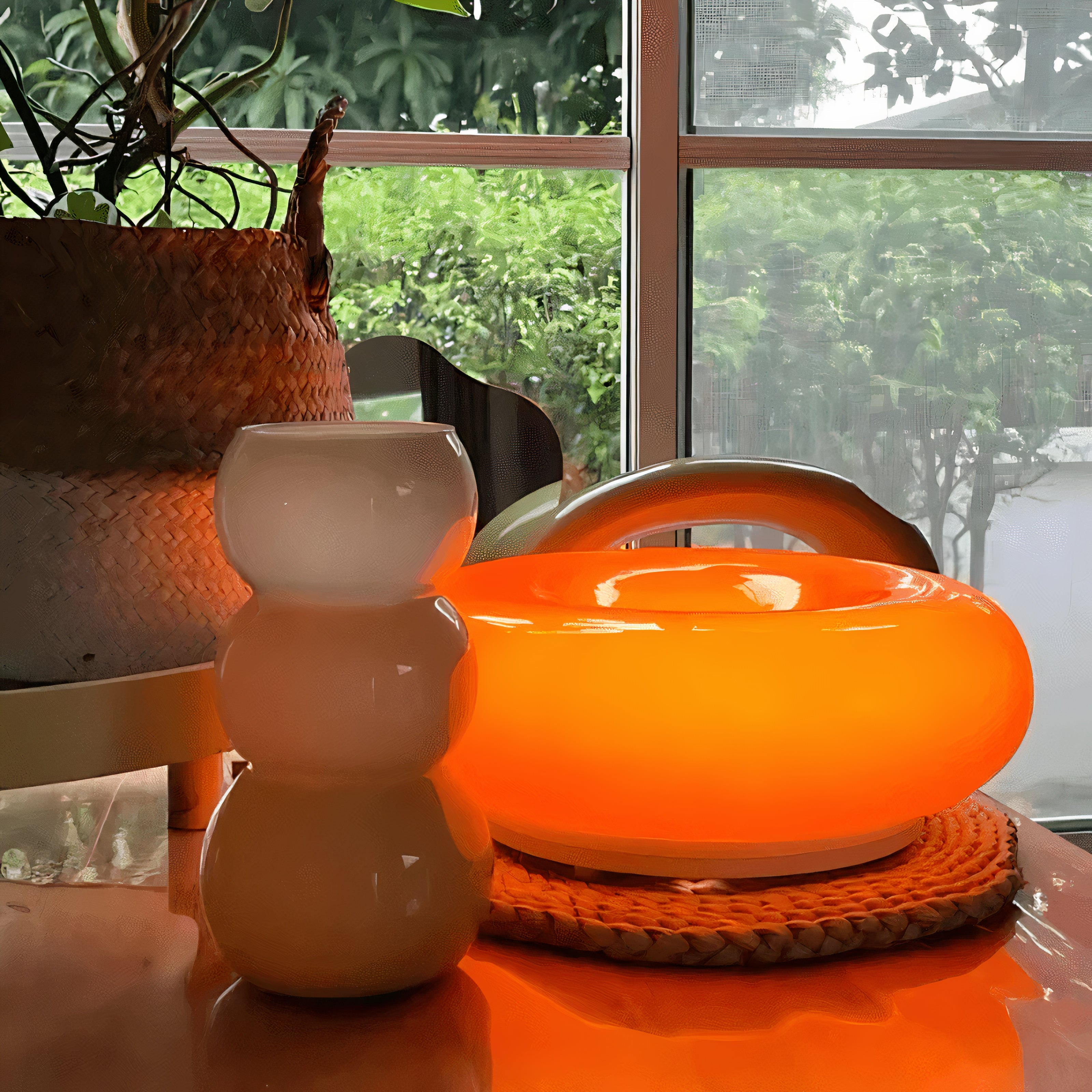 Bauhaus Glass Ring Table Lamp | Dimmable LED, Touch Control