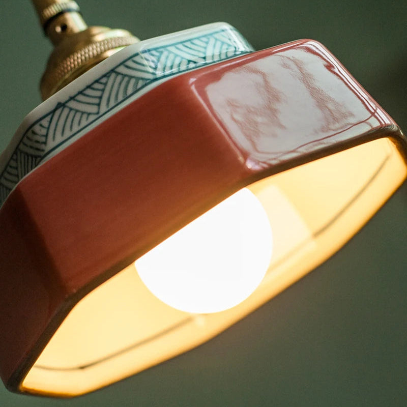 Hand-Painted Ceramic Pendant Light | Scandinavian Style, E27
