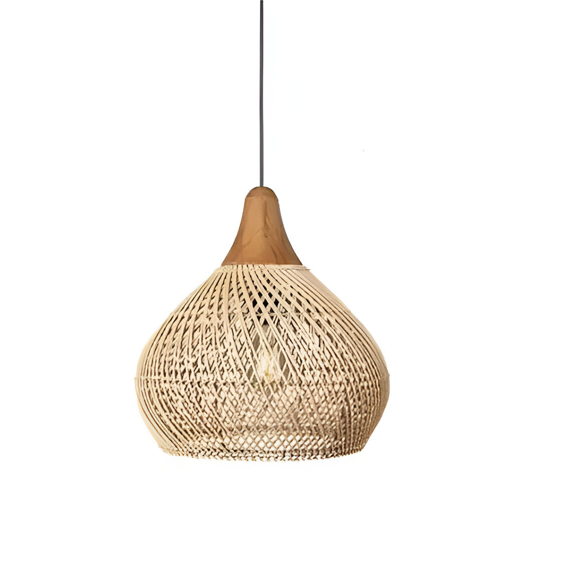 Rattan Pendant Light | Boho Handwoven, Natural or Black