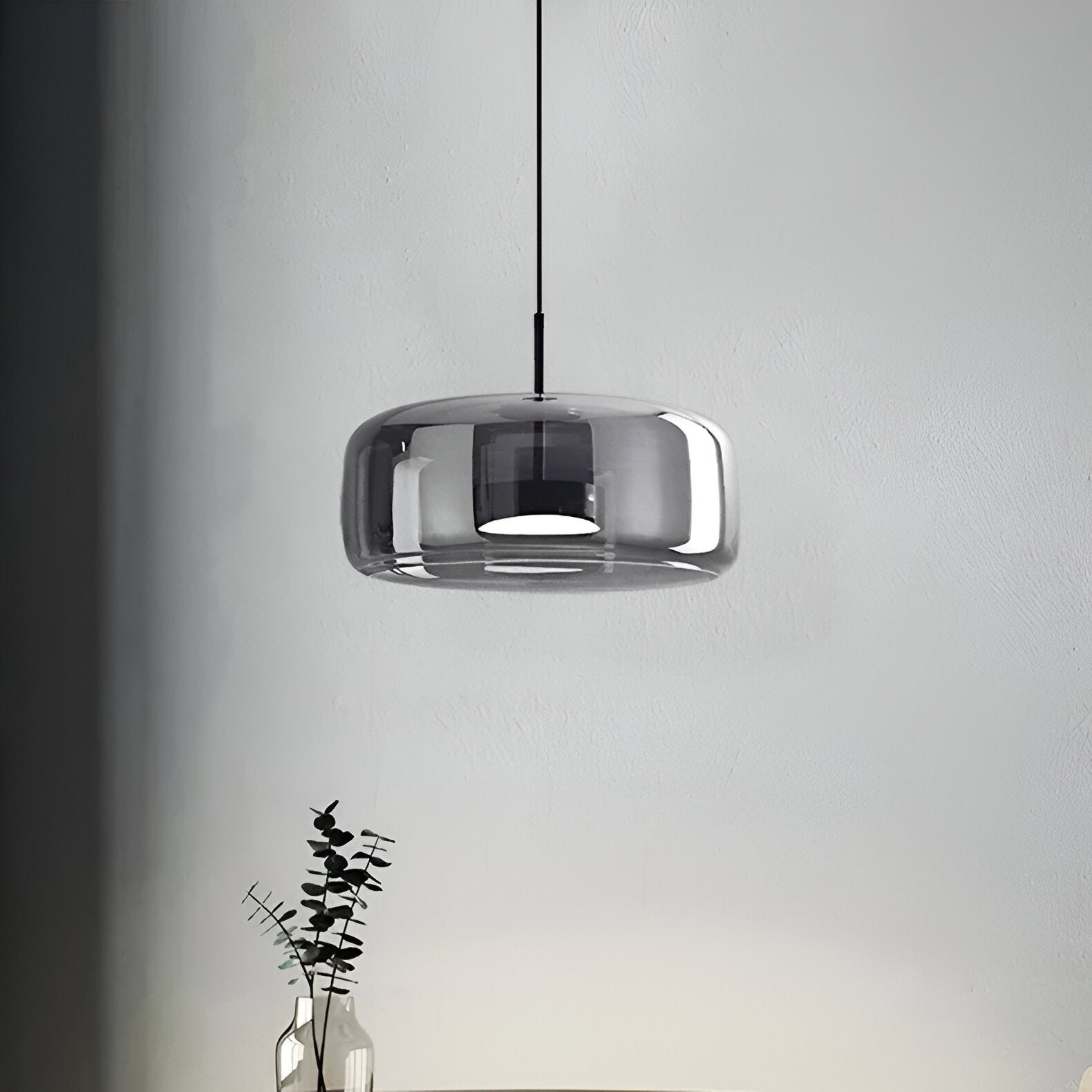 Retro Glass Pendant Light | Hand-Blown Smoke Glass, Switchable CCT