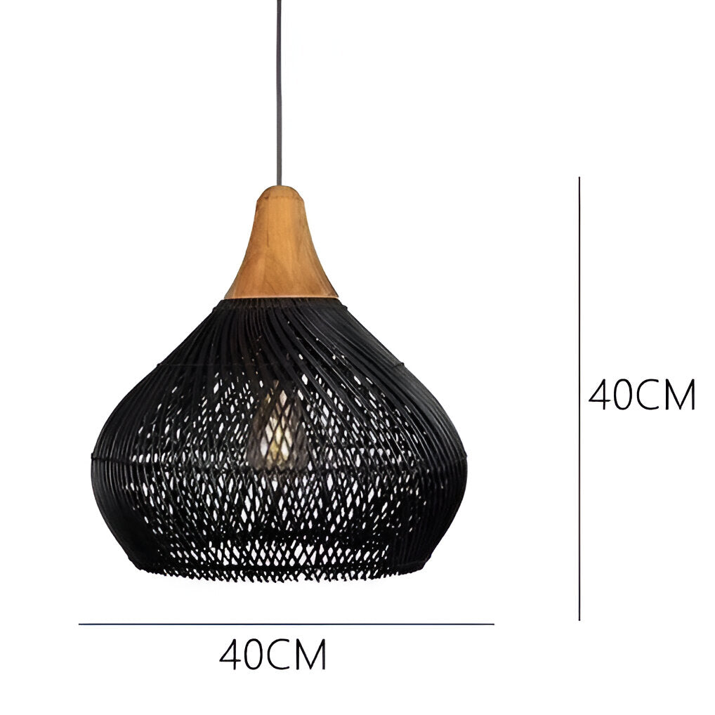 Rattan Pendant Light | Boho Handwoven, Natural or Black