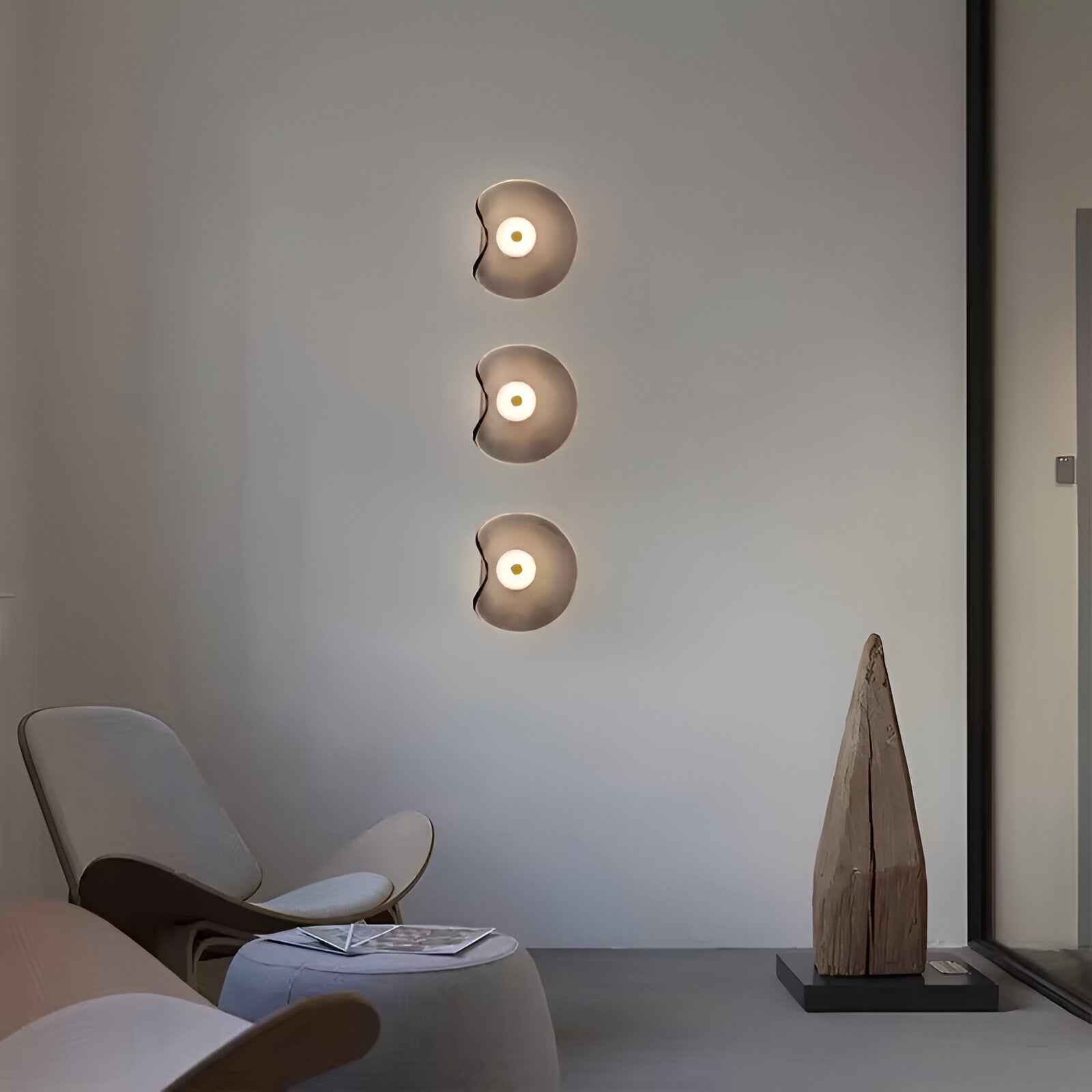 Curved Glass LED Wall Light | Japandi Style, Warm White