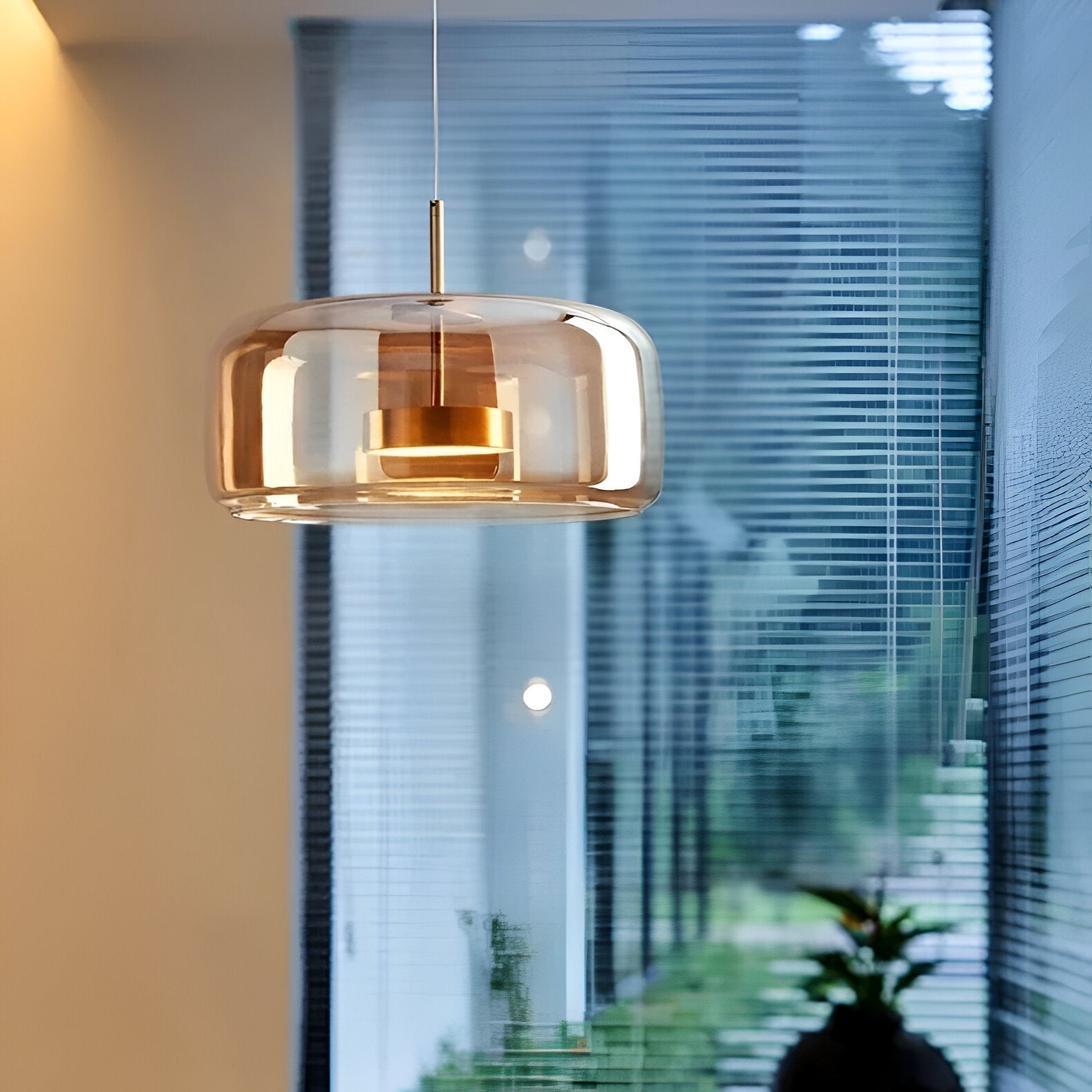 Retro Glass Pendant Light | Hand-Blown Smoke Glass, Switchable CCT