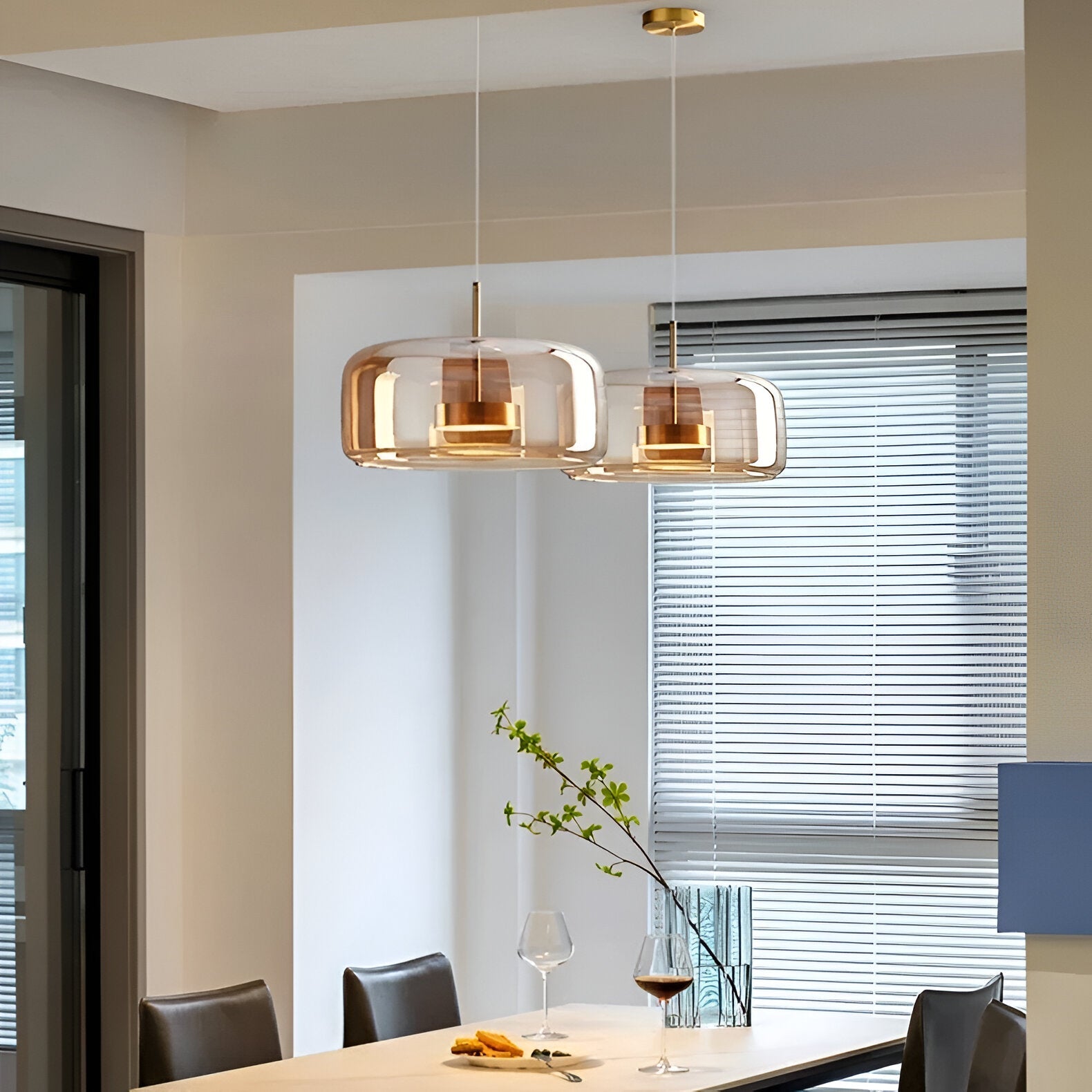 Retro Glass Pendant Light | Hand-Blown Smoke Glass, Switchable CCT