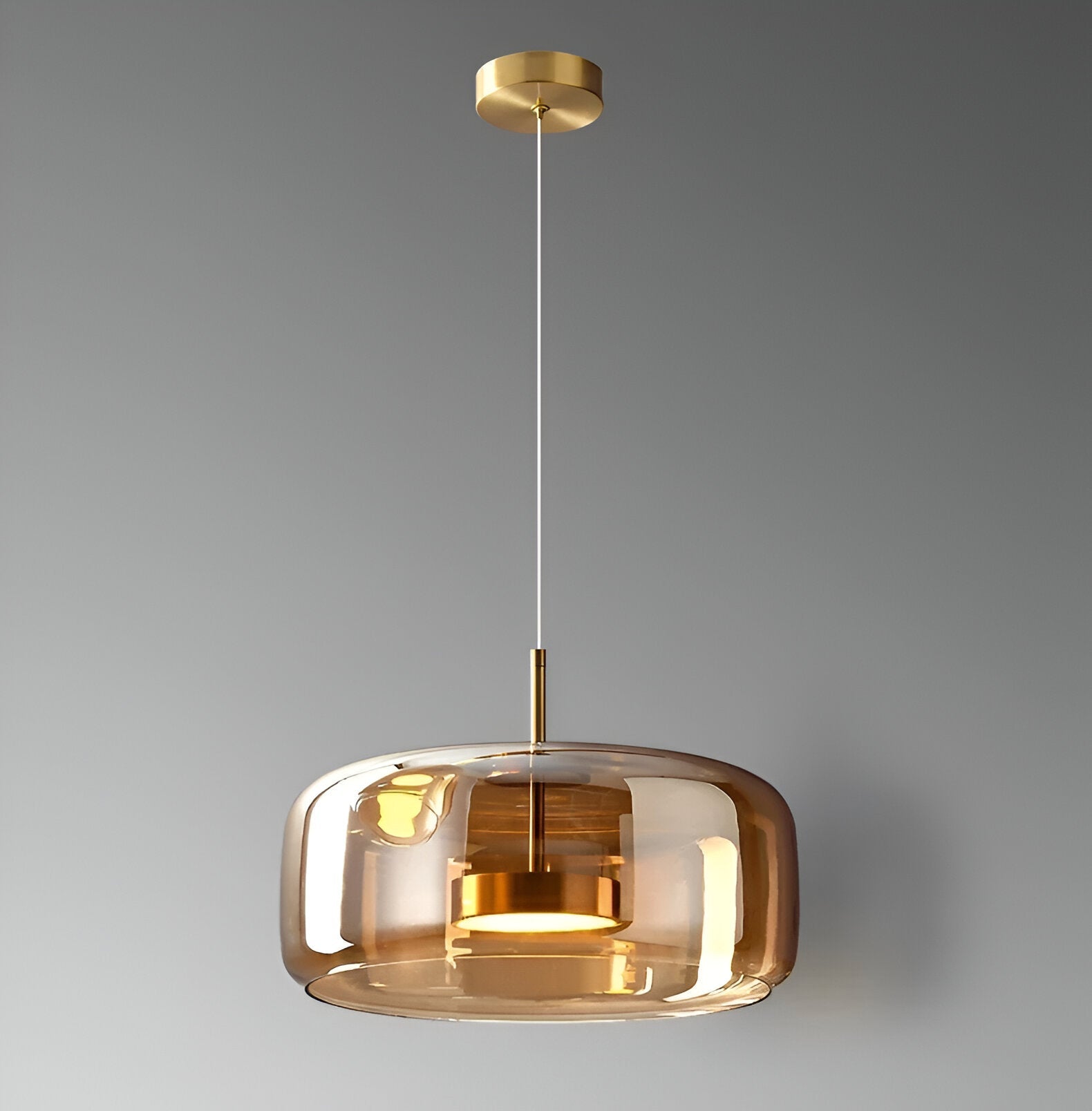 Retro Glass Pendant Light | Hand-Blown Smoke Glass, Switchable CCT