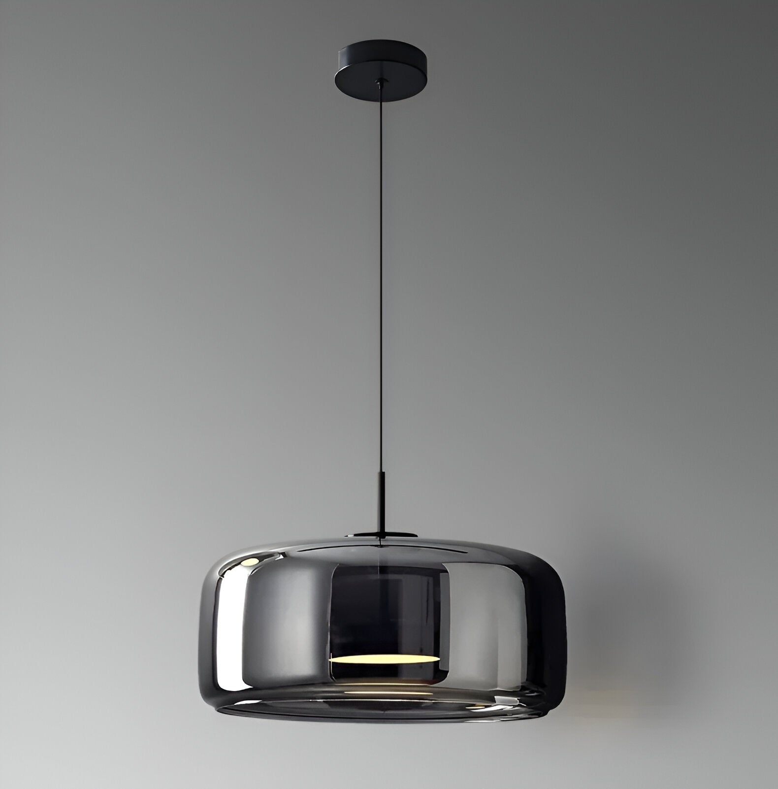 Retro Glass Pendant Light | Hand-Blown Smoke Glass, Switchable CCT