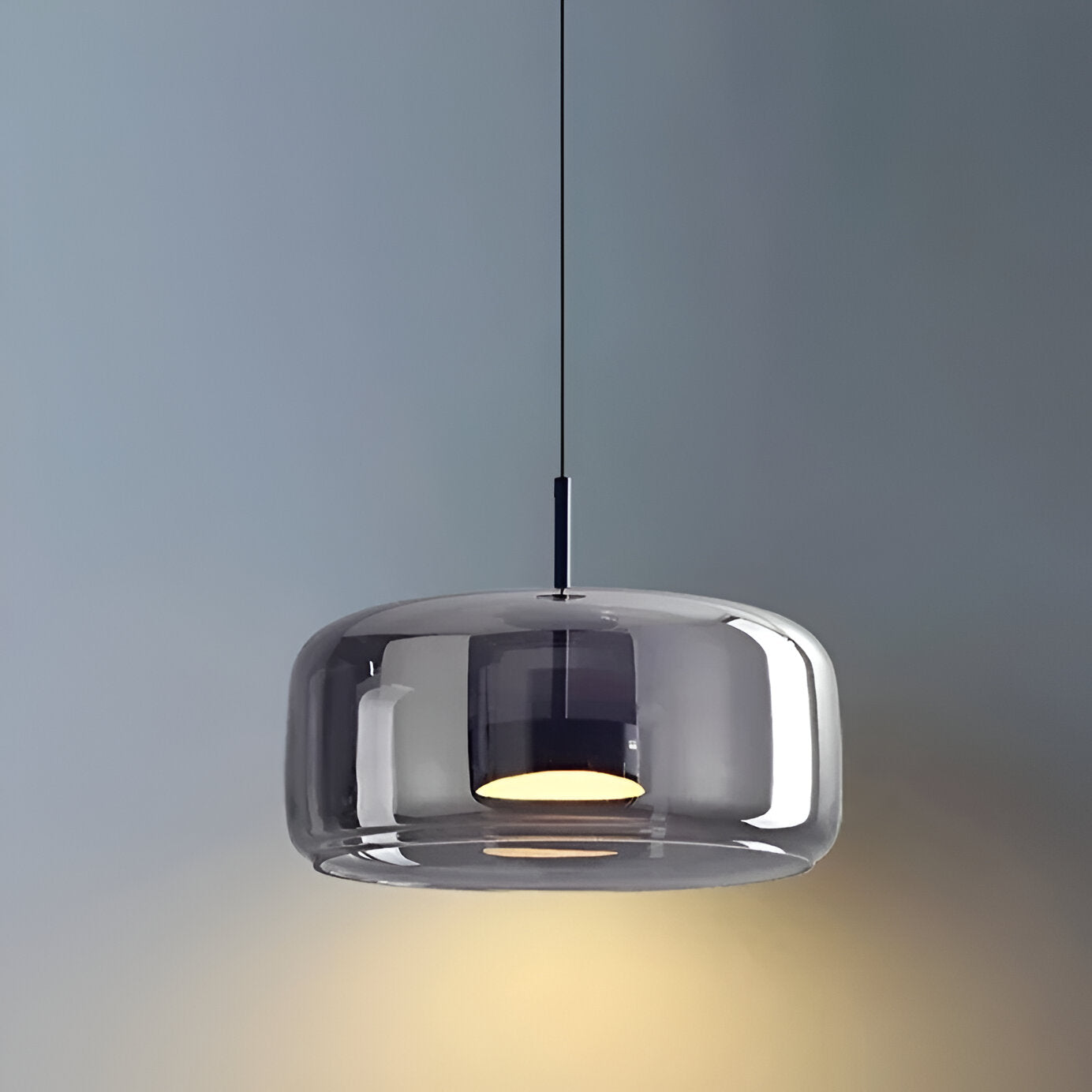 Retro Glass Pendant Light | Hand-Blown Smoke Glass, Switchable CCT