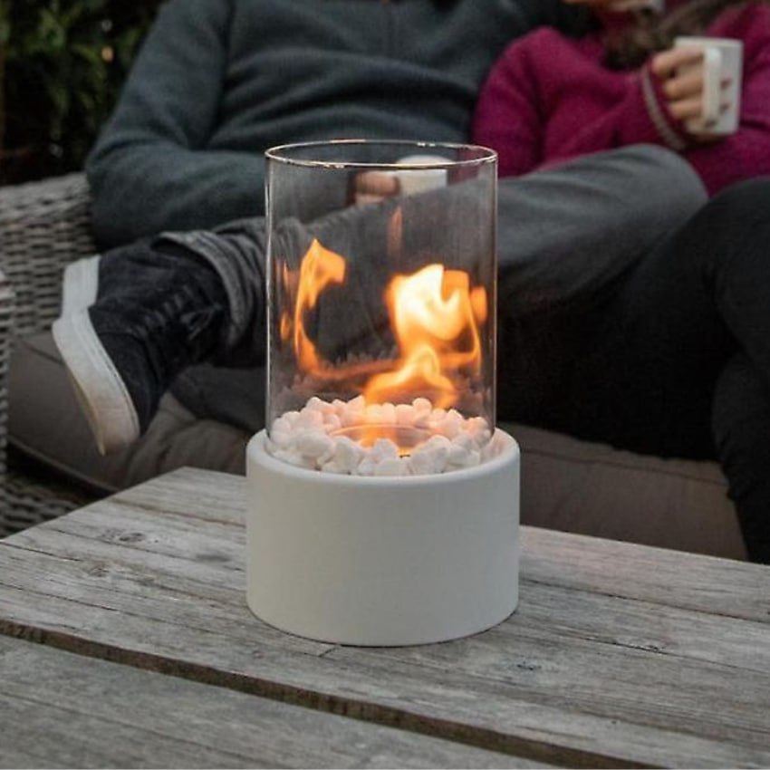Round Oil Lamp | Glass and Metal, Open Flame Table Décor