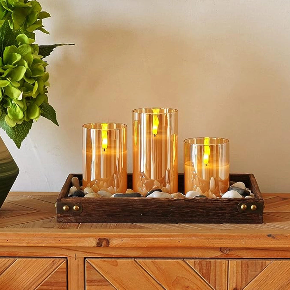 Real Wax LED Candle Set | Set of 3, Flame Effect with Remote