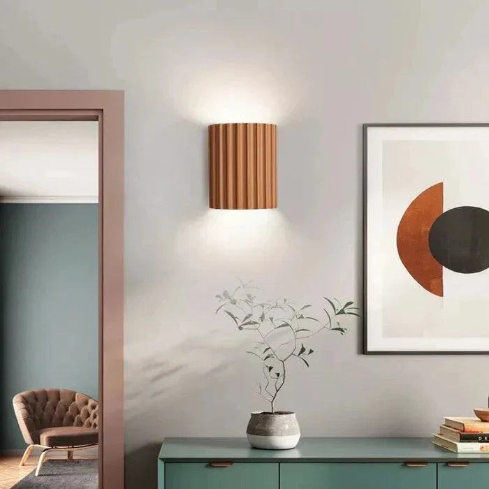 Nordic Resin Wall Light | Sculptural Wave Shade, Warm Glow