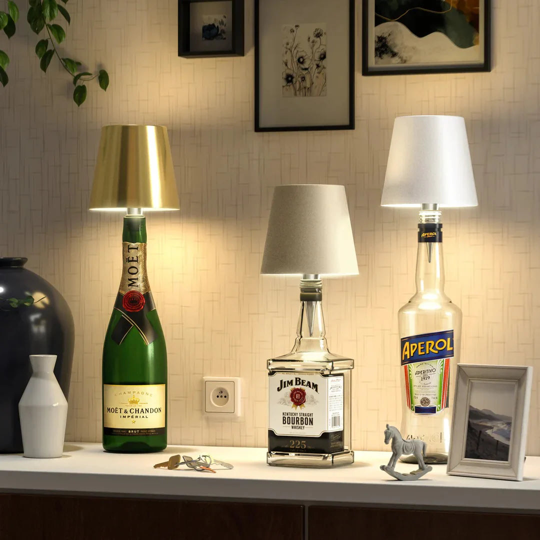 Bottle Table Lamp | Wireless Rechargeable, Dimmable LED