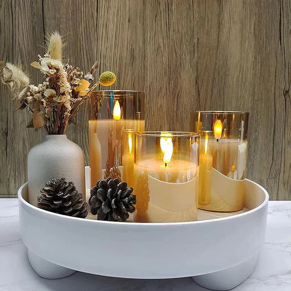 Real Wax LED Candle Set | Set of 3, Flame Effect with Remote