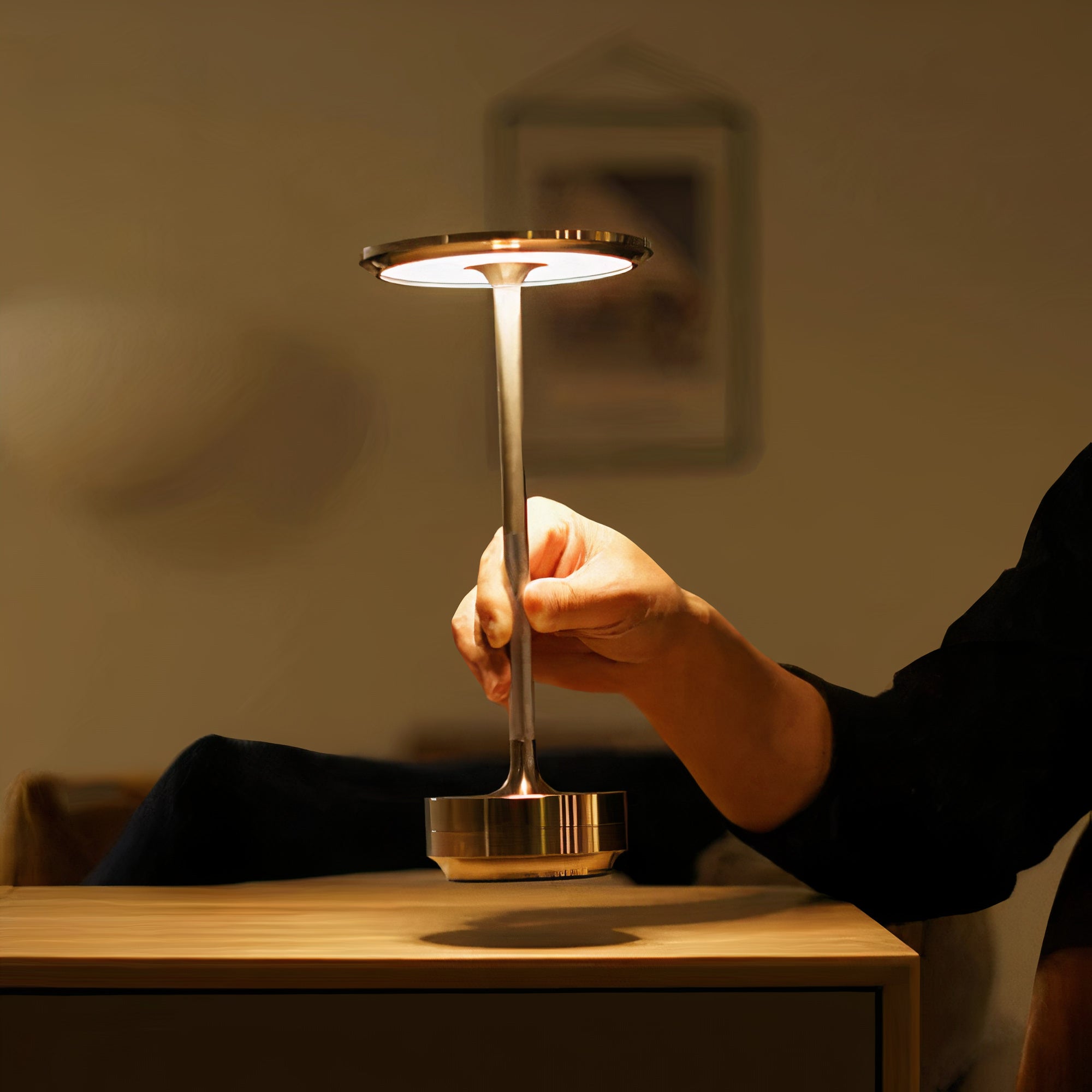 Wireless Dimmable Metal Table Lamp | Retro Style, USB Rechargeable