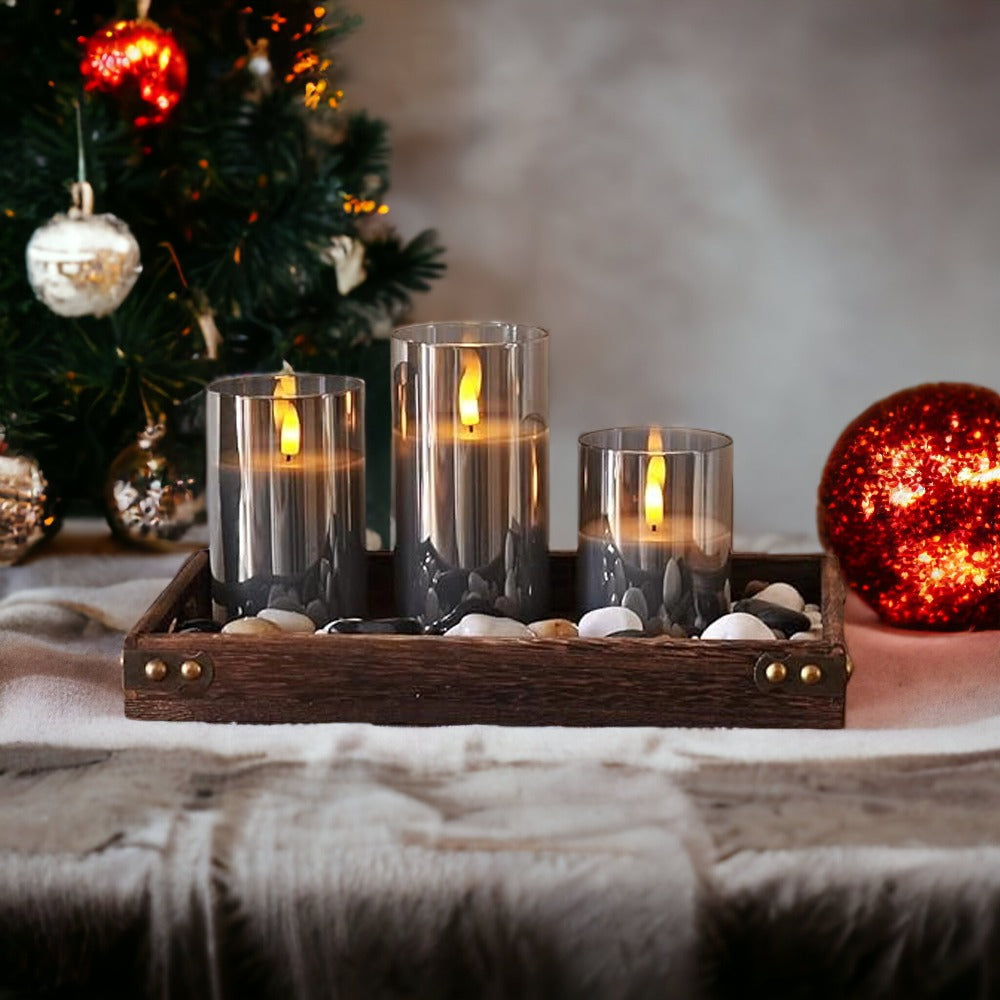 Real Wax LED Candle Set | Set of 3, Flame Effect with Remote