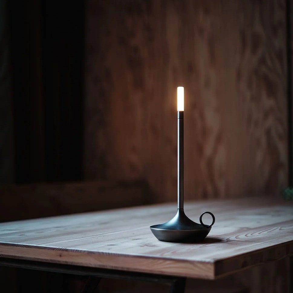 Scandinavian LED Table Lamp | Wireless, Dimmable Brushed Aluminium