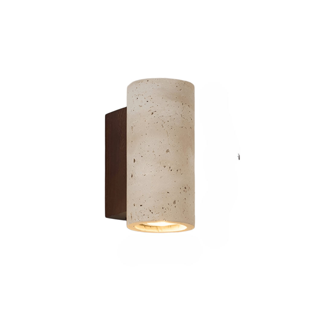 Travertine Tube Wall Sconce | Japandi Style, Natural Stone