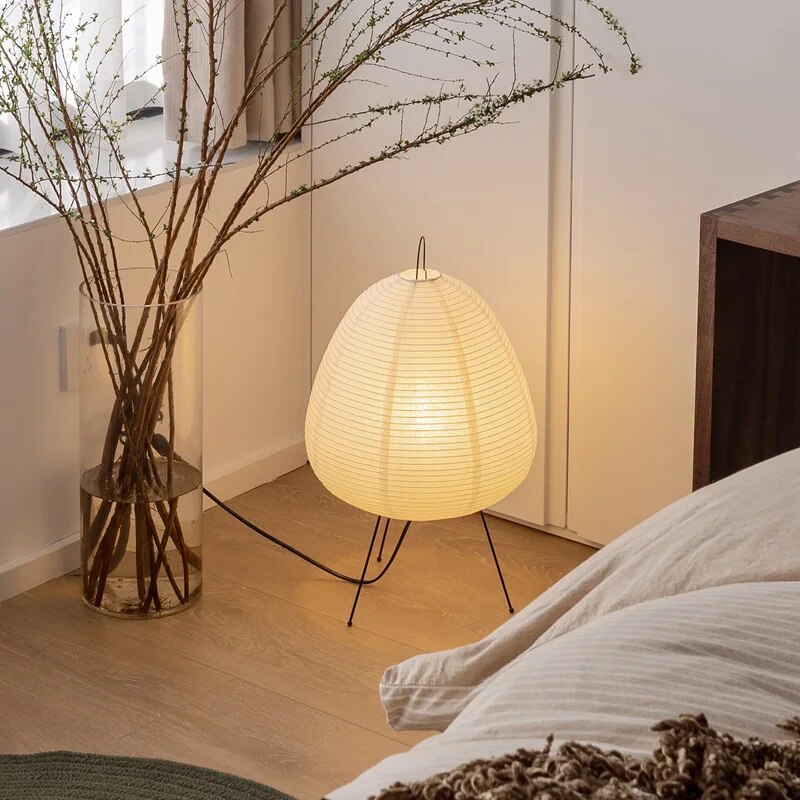 Japanese Rice Paper Table Lamp | Japandi Style, Warm Diffused Light