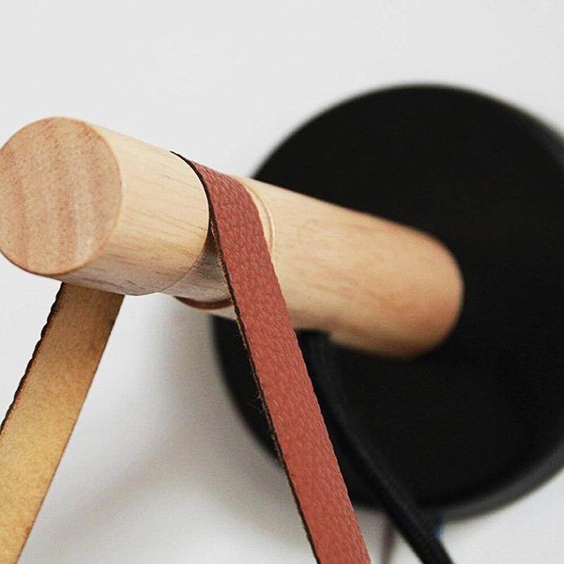 Timber and Leather Wall Lamp | Scandinavian Design, E27