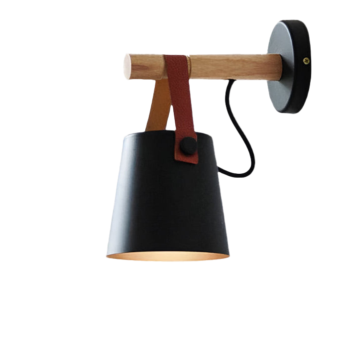 Timber and Leather Wall Lamp | Scandinavian Design, E27