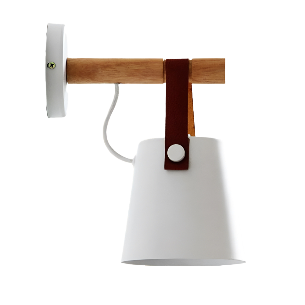 Timber and Leather Wall Lamp | Scandinavian Design, E27