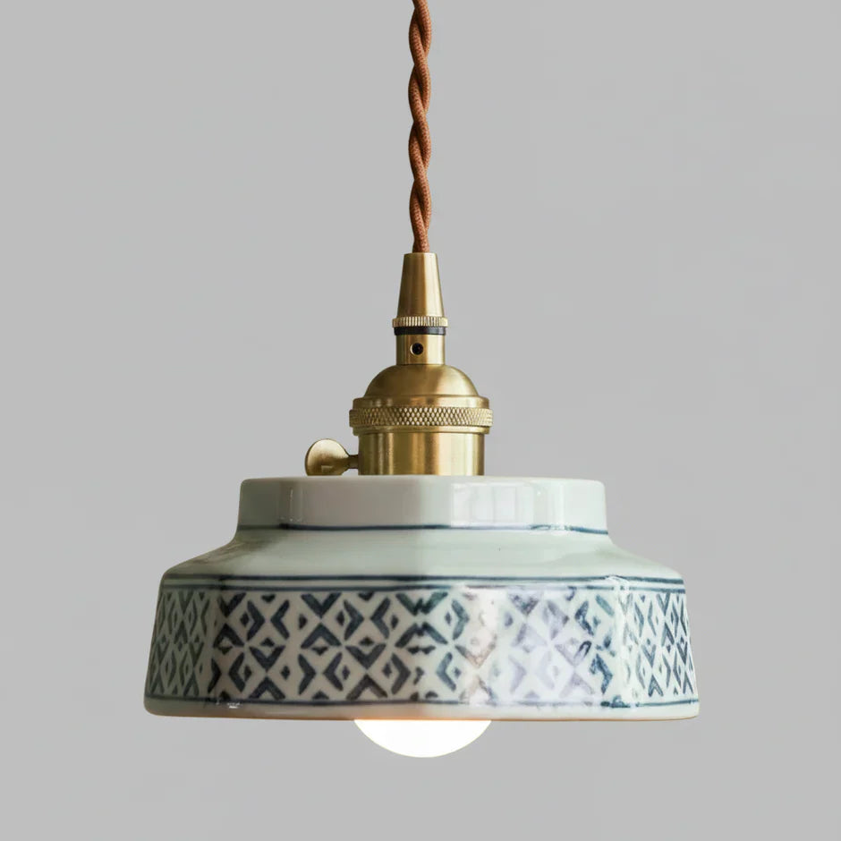 Hand-Painted Ceramic Pendant Light | Scandinavian Style, E27